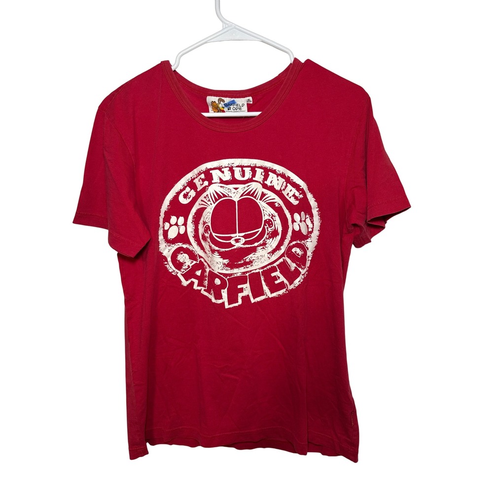 Vintage Women's Garfield and Odie Graphic T Shirt Red XL